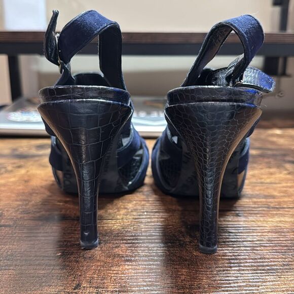 Donald J Pliner Navy Suede Heels Size 9n - Picture 4 of 8